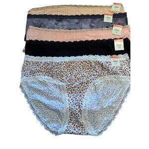 Lot of 5 Jenni Women's Sz 3XL Lace Trim Cotton Hipster‎ Panties Underwear